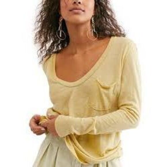 We The Free Betty Long Sleeve Top Sz S Slouchy Butter - Picture 1 of 7